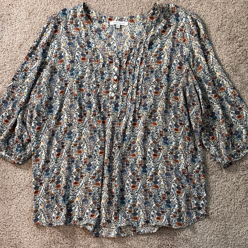 Rose & Olive Floral Blouse - Multicolor